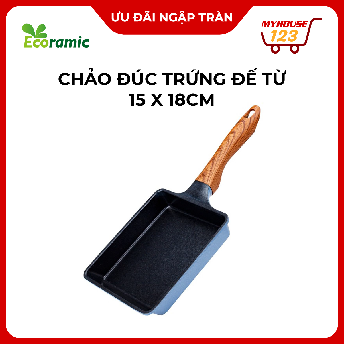ECORAMIC - Chảo đúc Trứng Đế Từ 15 x 18 CM