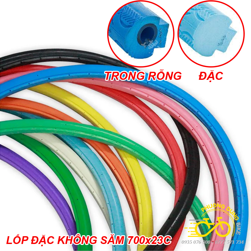 Lốp (Vỏ) đặc không săm xe đạp Fixed Gear Single Speed 700x23C (23-622) - 1 Cái