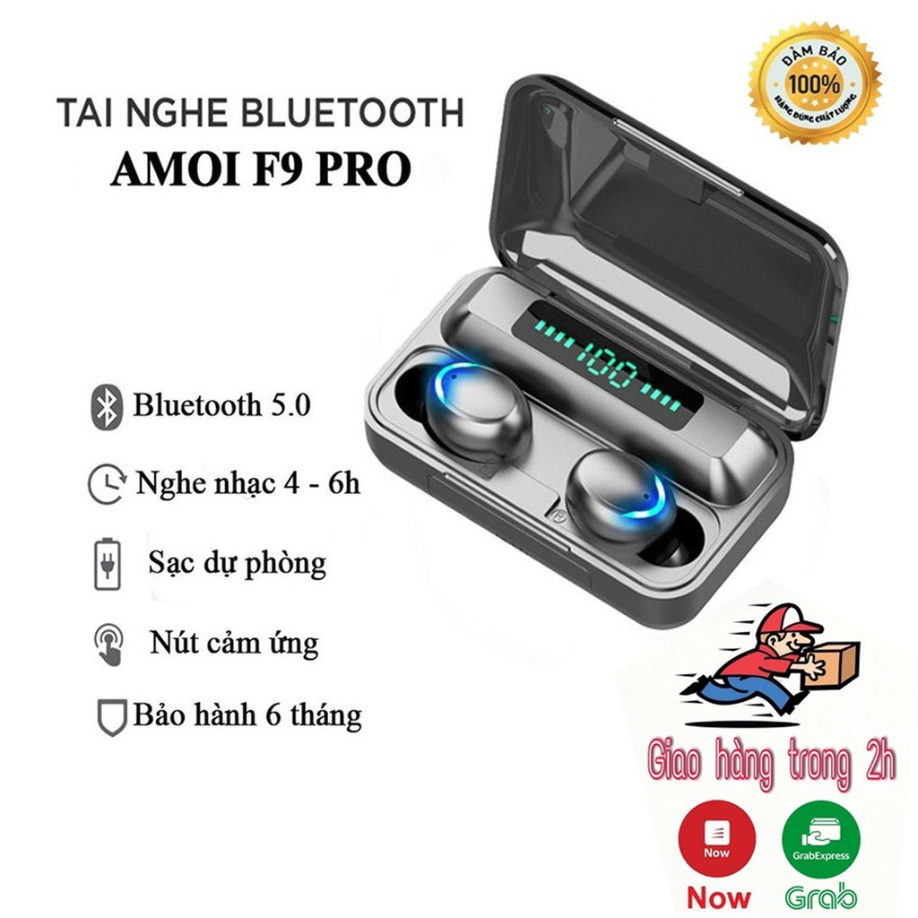 Tai Nghe không dây Bluetooth 5.0 cho Điện Thoại táo và Android-Phiên Bản Quốc Tế Amoi F9 PRO TWS