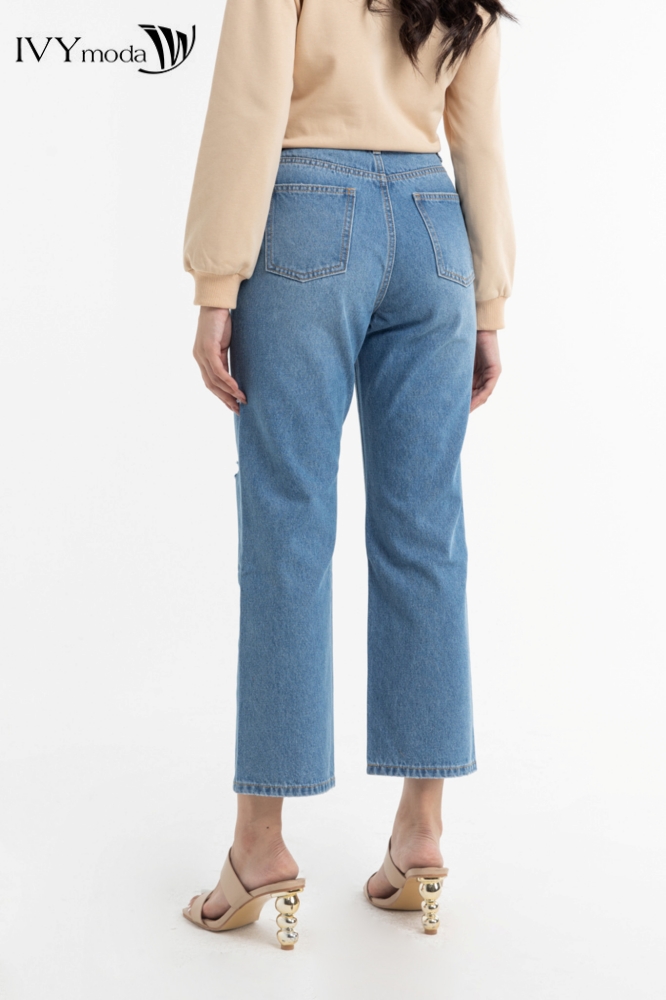 Quần jeans rách gối IVY moda MS 25M7788