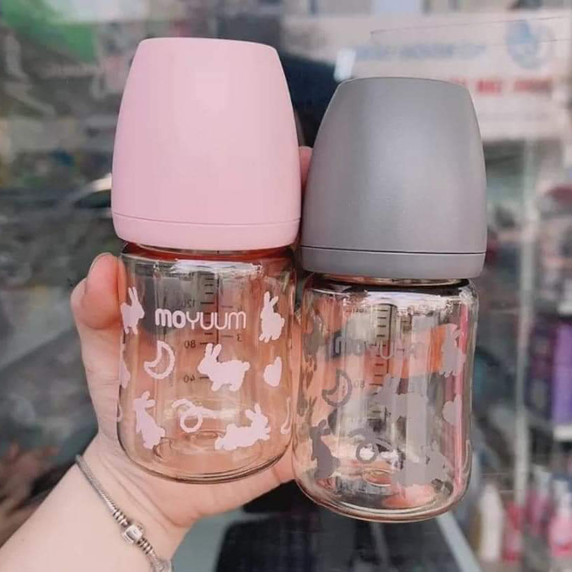 Bình sữa Moyuum hoạ tiết THỎ 2023 Hàn Quốc PPSU cho bé size 170ml - 270ml - Thỏ hồng shop