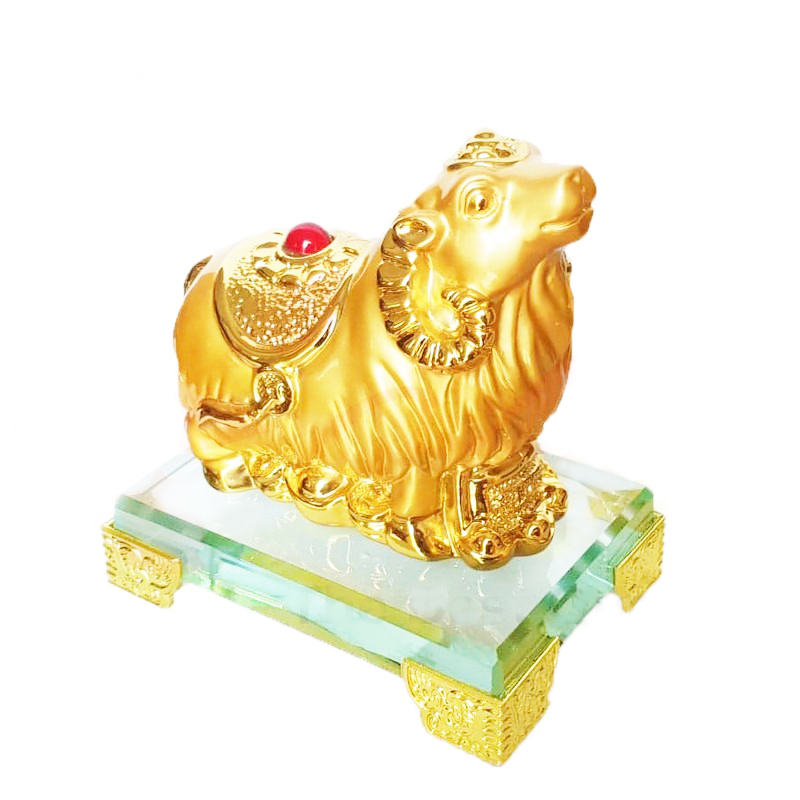 Tượng Chú Dê Vàng Đế Thủy Tinh