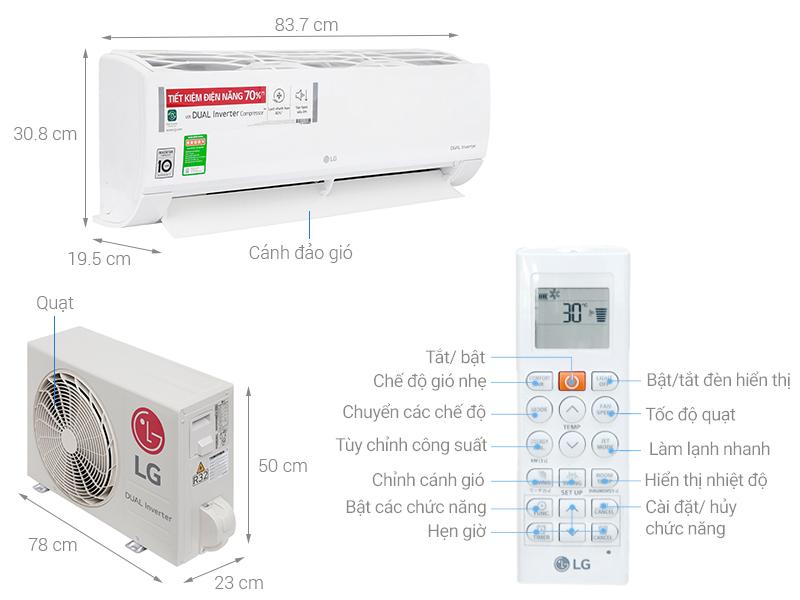 [Trả góp 0%]Điều hòa LG V13ENS 1 chiều 1.5HP Inverter