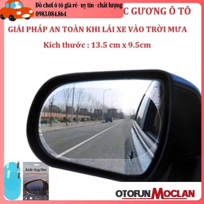 Cặp 2 miếng dán chống bám nước mưa trên kính hậu xe ô tô - hình bầu dục