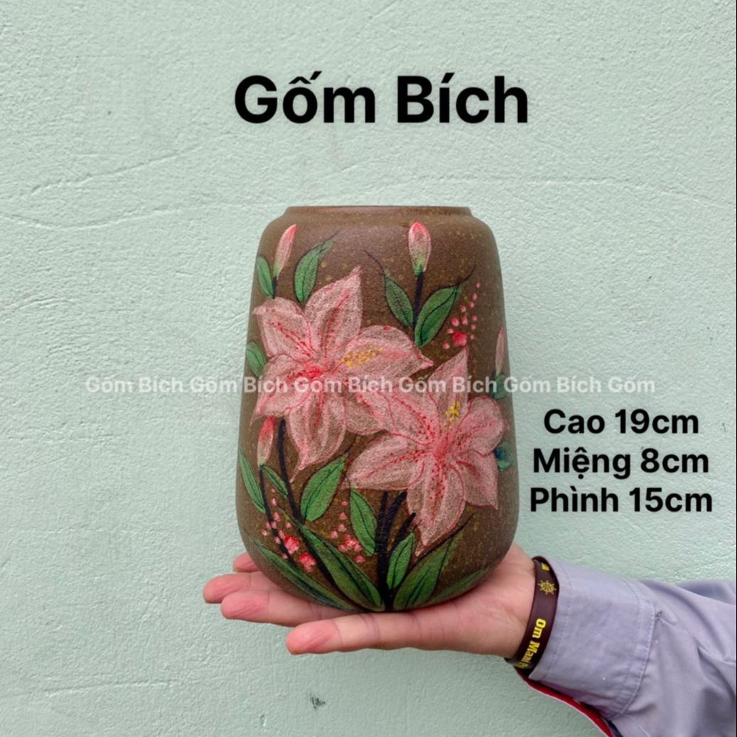 Bình hoa lọ hoa nhỏ vẽ tay để bàn nhiều mẫu dáng vò nhỏ gốm sứ bát tràng - gốm bích