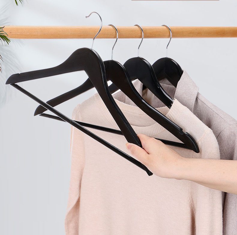 Móc gỗ treo quần áo gỗ đen thanh ngang ( Bộ 10 móc )