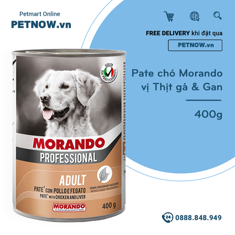 Pate chó Morando vị Thịt gà & Gan 400g petnow