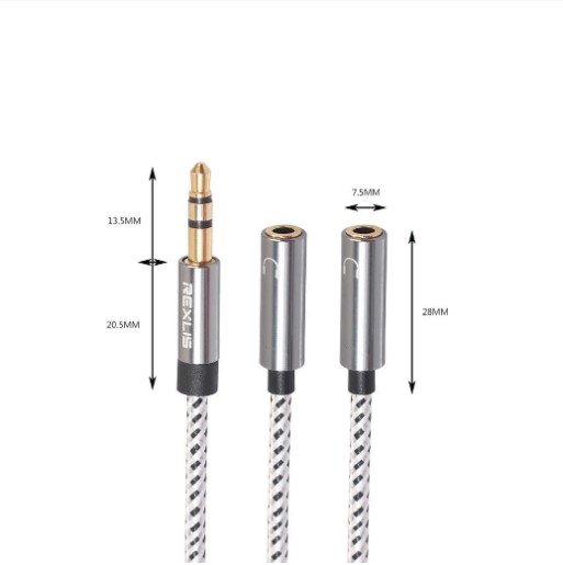 Cáp chia jack 3.5mm Rexus 1 đực ra 2 cái bọc vải