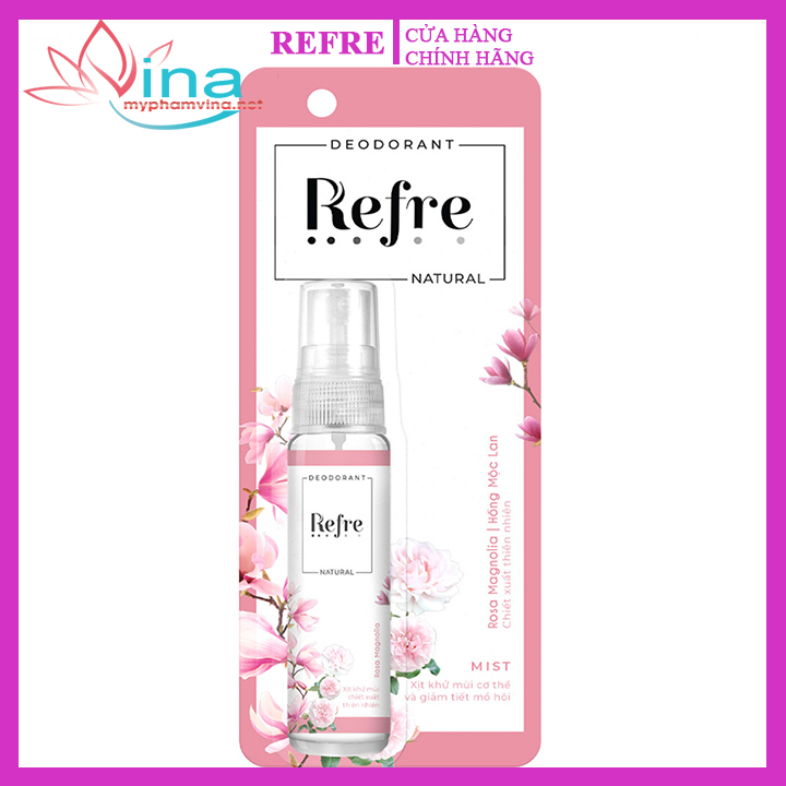[HCM]XỊT KHỬ MÙI REFRE NATURAL ROSA MAGNOLIA - HƯƠNG HỒNG MỘC LAN 30ML
