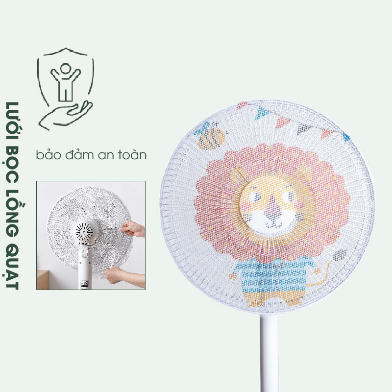 [ HÀNG TỐT - BAO CHẤT ] Lưới bọc lồng quạt an toàn cho bé. Lưới bọc quạt HỌA TIẾT cho LOẠI TO có dây rút điều chỉnh. chống bụi. bảo vệ an toàn cho bé