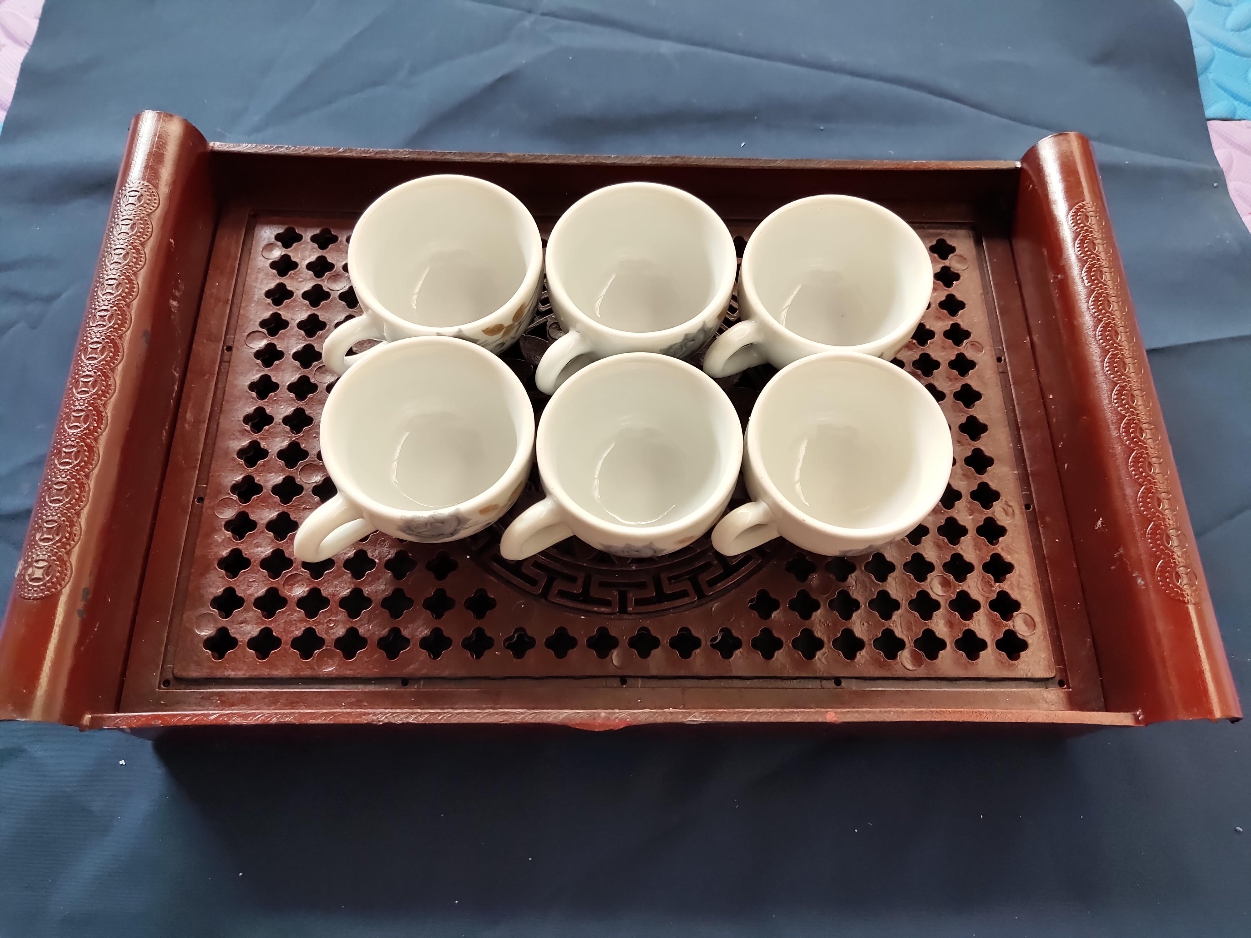 Bộ 6 chén có khay nhựa 2 lớp
