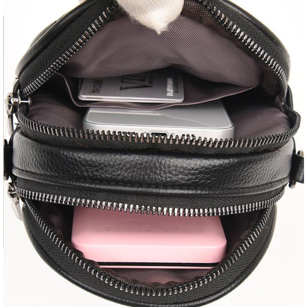 Túi đeo chéo nữ đựng điện thoại da mềm 3 ngăn, túi xách nữ đeo chéo dáng xinh thiết kế khoá chéo dễ thương M169