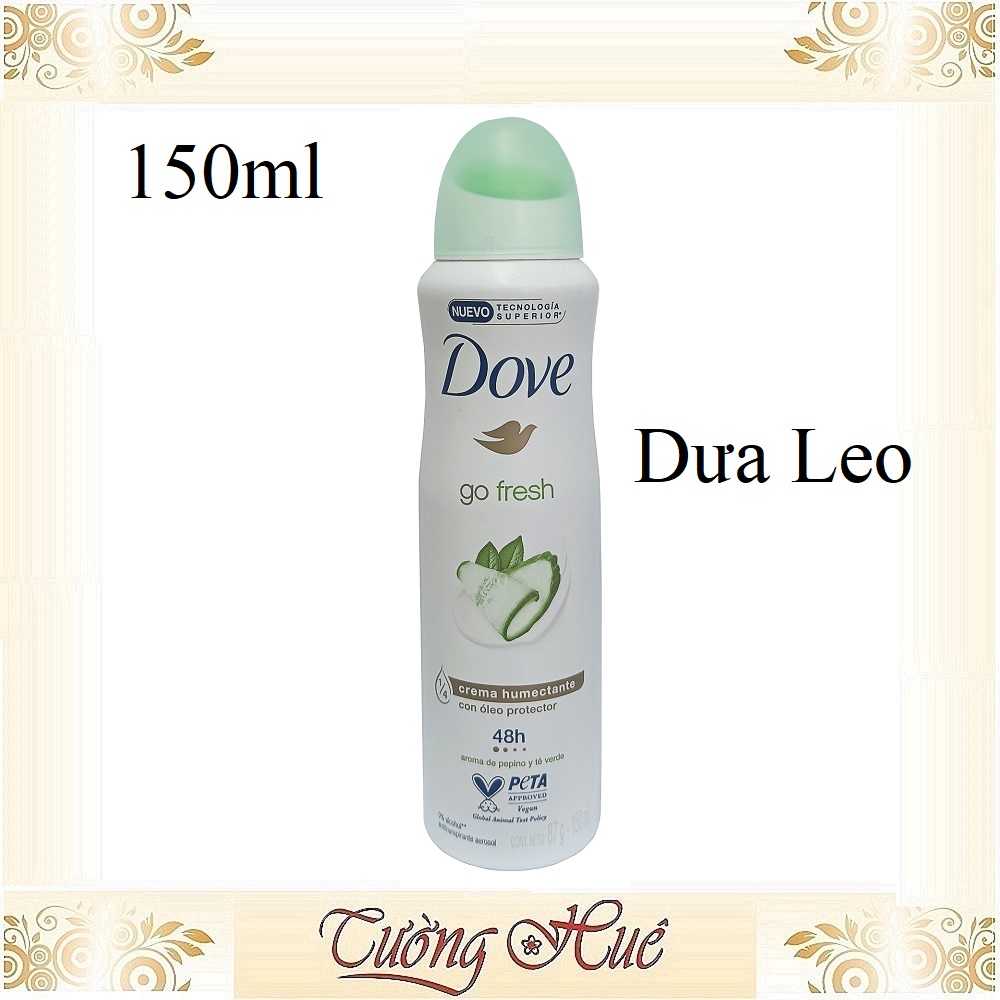 Xịt khử mùi Dove Go Fresh 150ml Hương Dưa Leo và Trà xanh