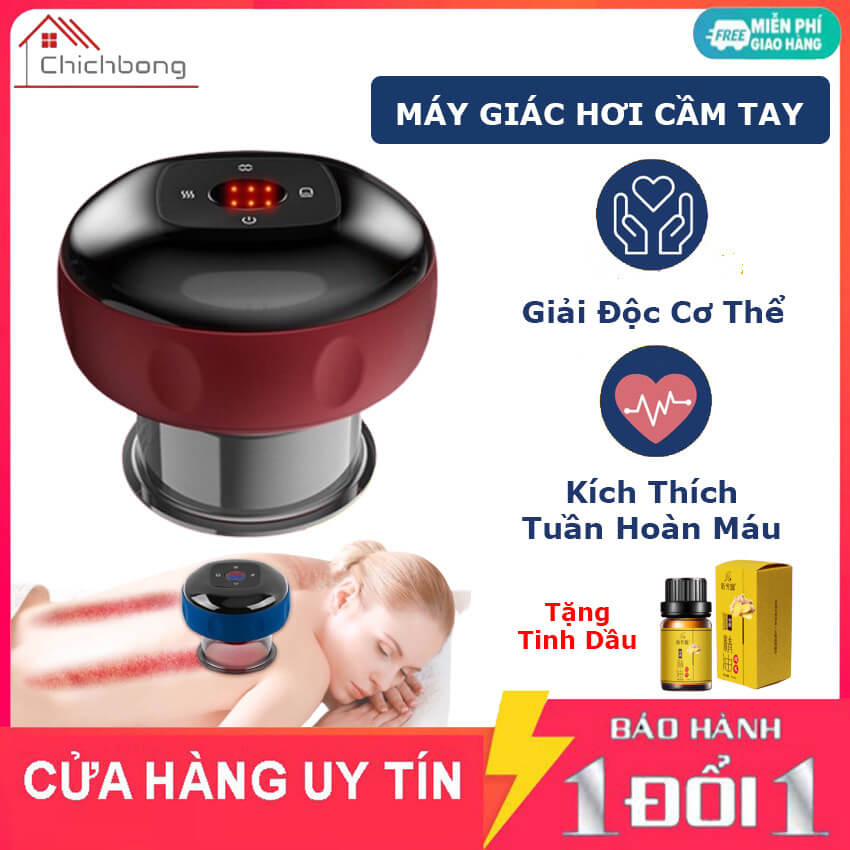 Máy giác hơi cạo gió massage thông minh 6 chế độ, máy giác hơi điện mini cầm tay giảm đau nhức, tăng cường lưu thông khí huyết, máy cạo gió giác hơi đa năng