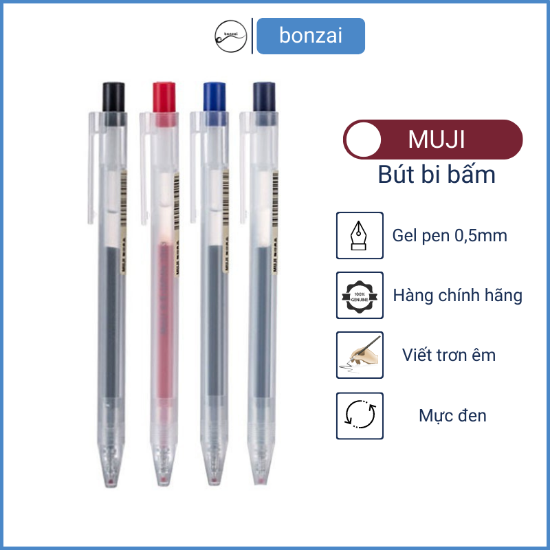 Bút bi bấm Muji ngòi 0,5 mm (Hàng chính hãng)