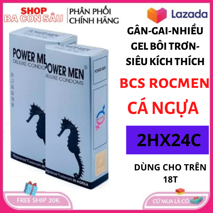 Combo 2 hộp bao cao su cá ngựa kéo dài thời gian quan hệ Powermen 24 chiếc