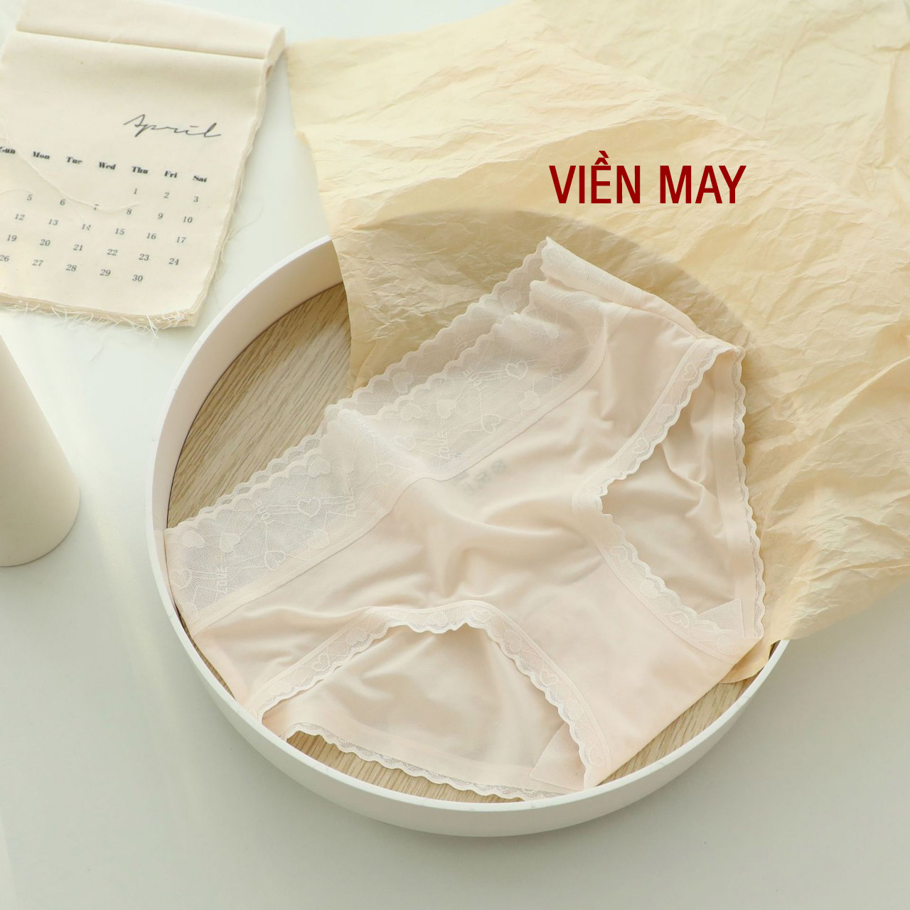 Quần lót nữ lụa băng - quần chip nữ tàng hình cạp ren họa tiết tim có bigsize Havana FLQ44