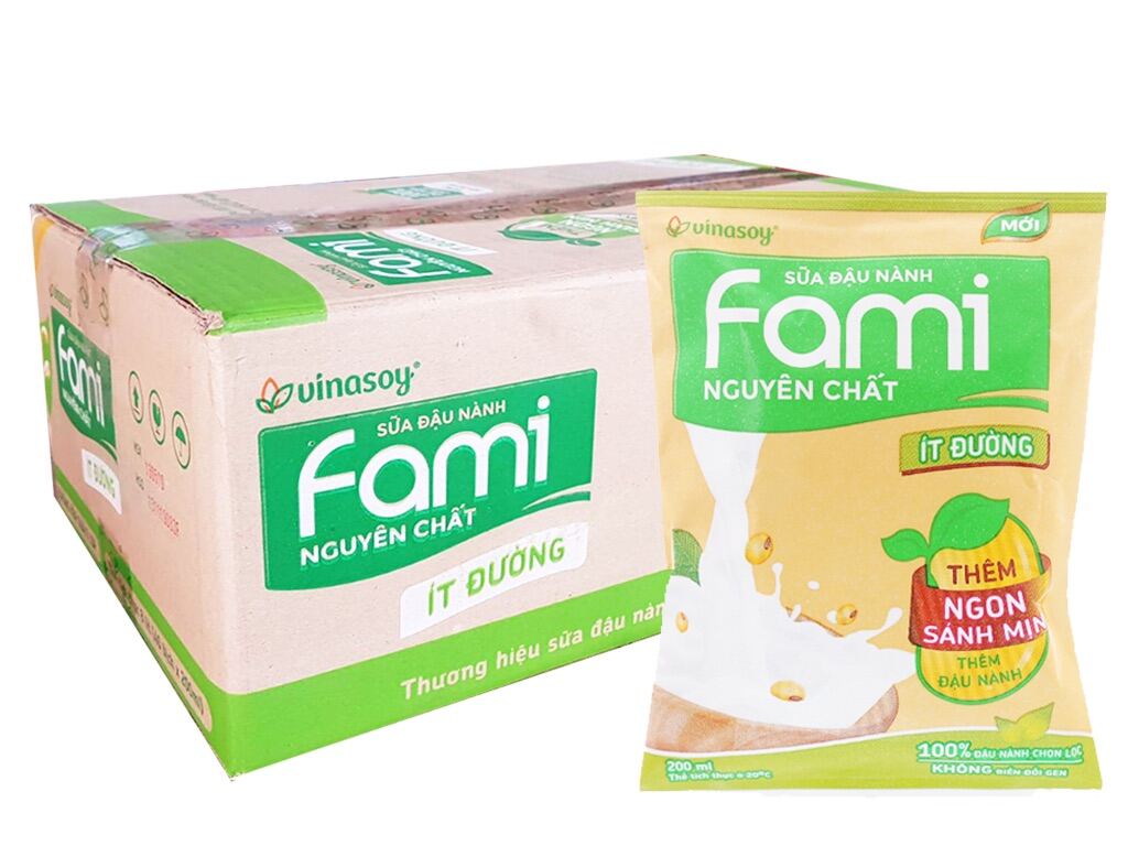 [Hoàn tiền 12%] Sữa Đậu Nành Fami Bịch 200ml ( Thùng 40 Bịch )