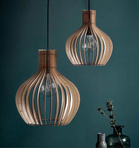 Đèn gỗ thả trần vòm chụp TT093