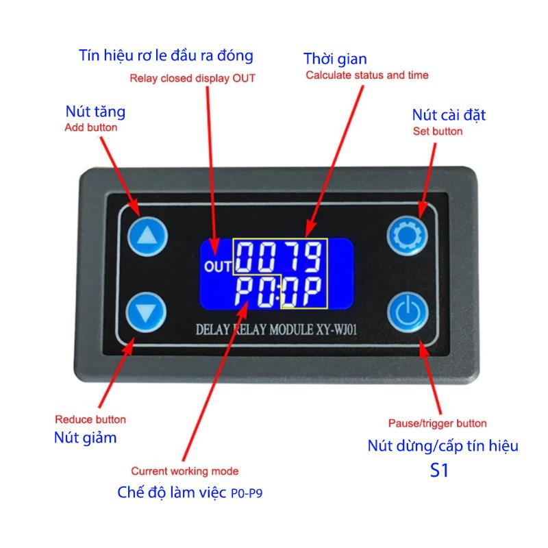 Module mạch Rơ le thời gian trễ relay timer XY-WJ01 tự động tắt, bật theo chu kỳ lặp lại, hoặc 1 lần