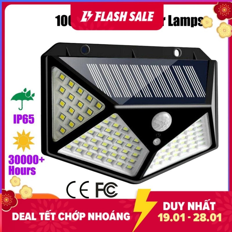 Đèn Led Năng Lượng Mặt Trời 100 led cảm ứng chuyển động. Chống thấm nước chuyên nghiệp theo tiêu chuẩn IP65, nó có thể rất sáng ngay cả trong điều kiện thời tiết khắc nghiệt.