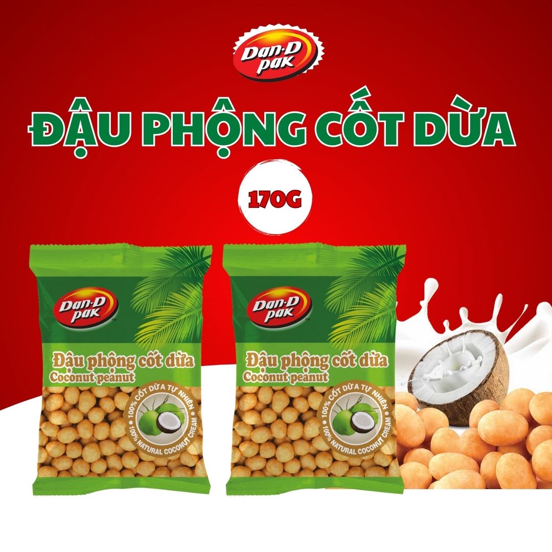 [Chính hãng] Combo 5 gói tặng 1 gói, Đậu phộng cốt dừa 170g Dan D Pak