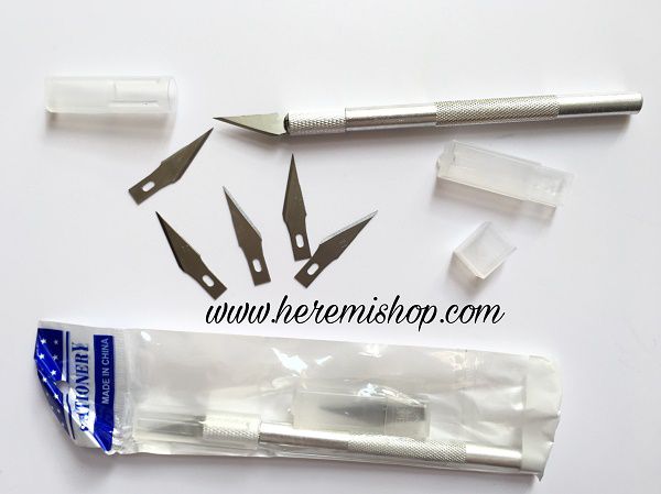 Dao trổ dao khắc cán bạc kèm 6 lưỡi dao