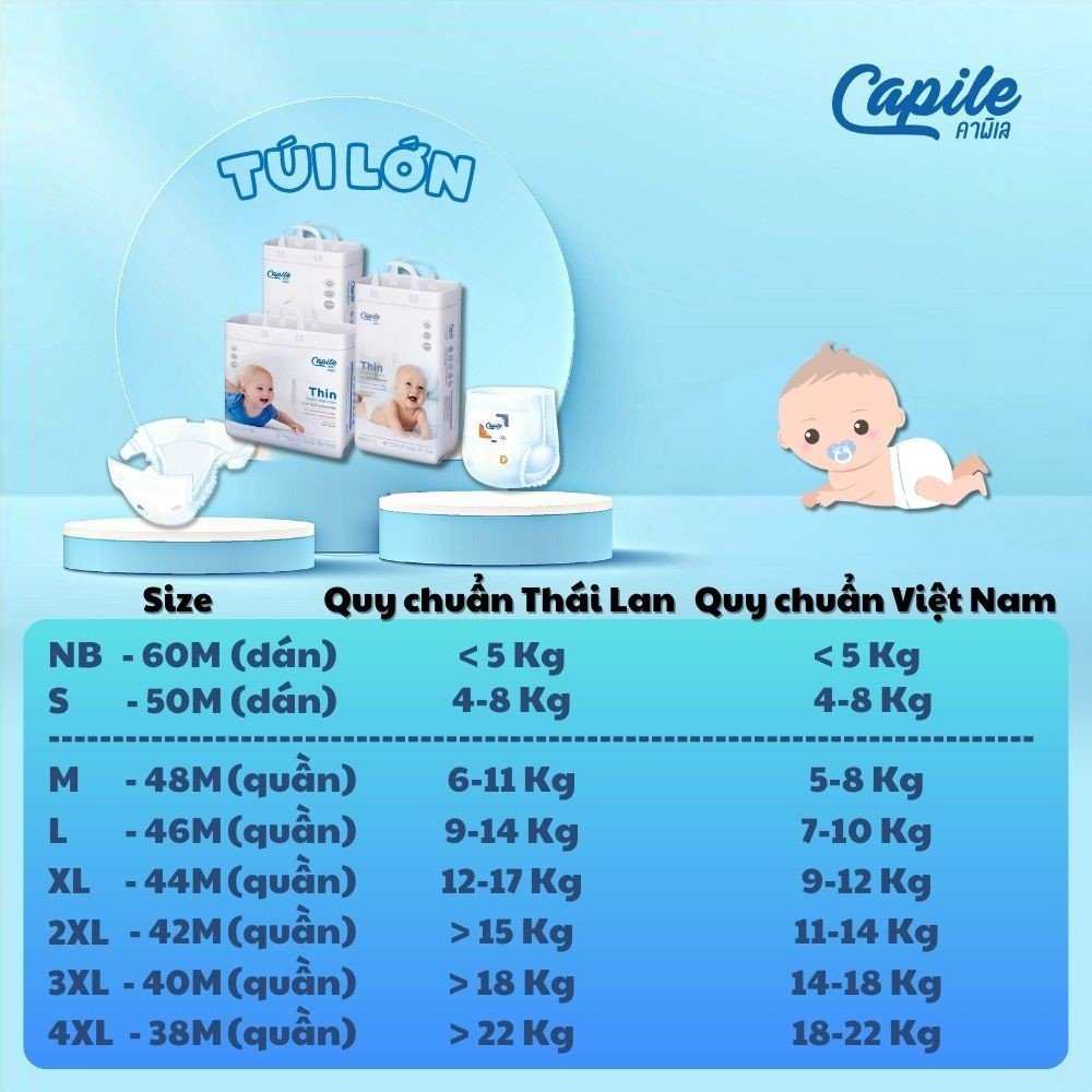 Tã/Bỉm CAPILE loại quần - FULL Size - dành cho bé
