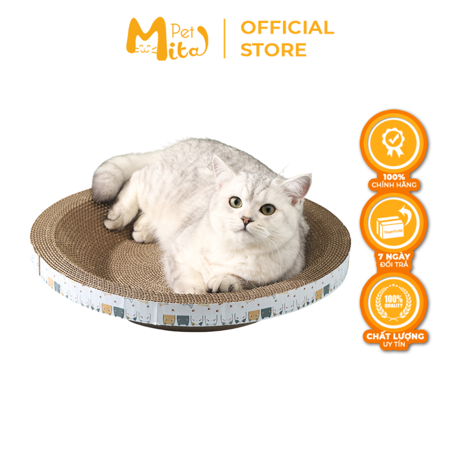 Bàn cào móng, ổ cào móng cho mèo hình tròn chất liệu carton 40cm Mitapet CM01