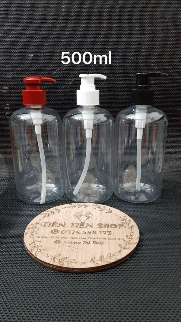Chai nhựa trong 500ml vòi ấn