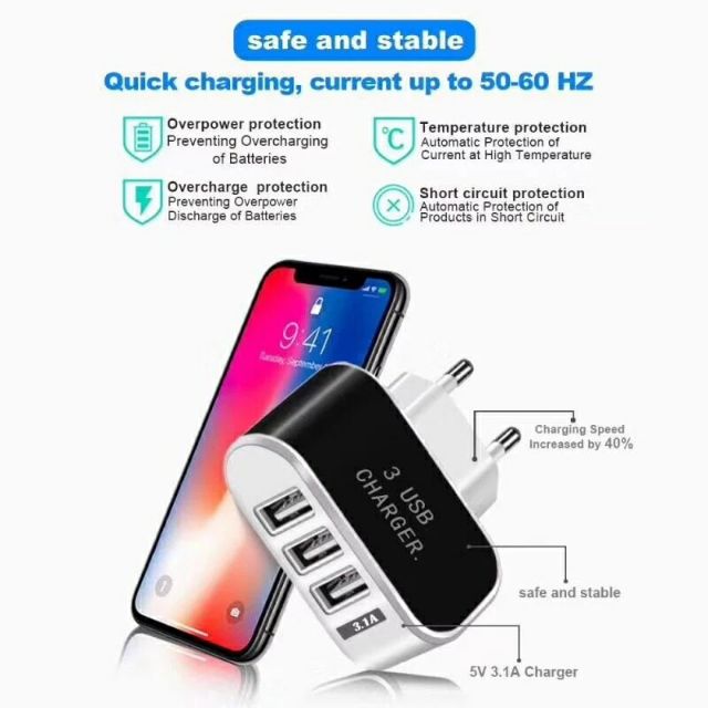 Củ sạc 3 cổng USB