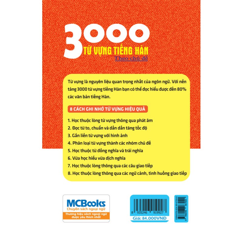 [HCM]Sách - 3000 Từ vựng tiếng Hàn theo chủ đề