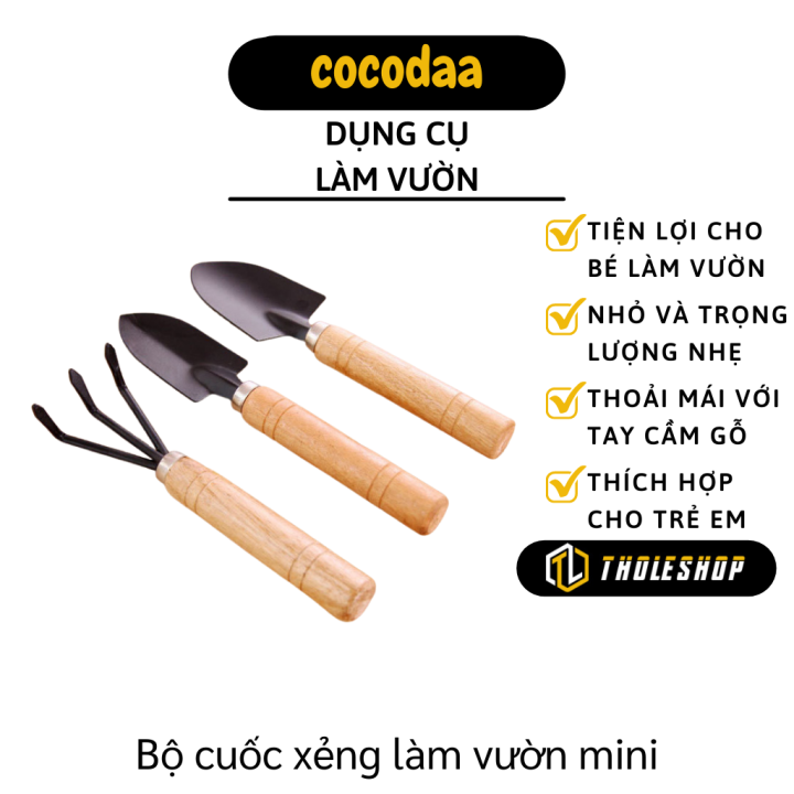 Bộ cuốc xẻng làm vườn mini - Bộ cuốc xẻng mini trồng cây cảnh - Bộ cuốc xẻng mini 3 món
