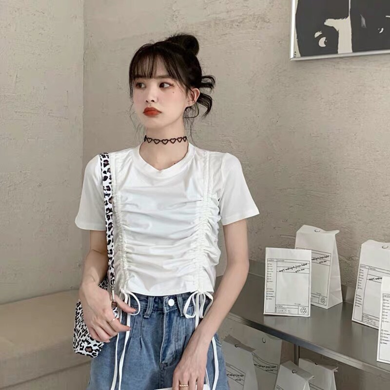 🔥CROPTOP RÚT DÂY 2 BÊN TRƠN
