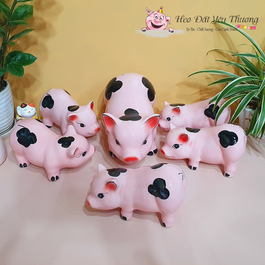Lợn đất heo đốm gốm sứ tiết kiệm