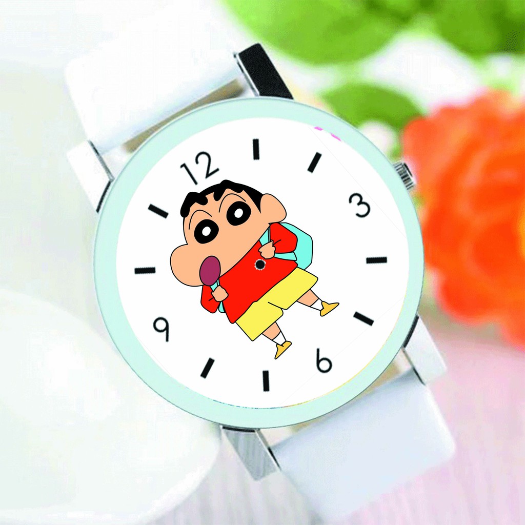 Đồng hồ đeo tay nam nữ in hình Shin Cậu bé bút chì anime chibi tiện lợi