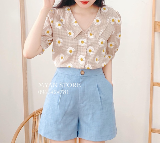 vải caro hoa cúc to