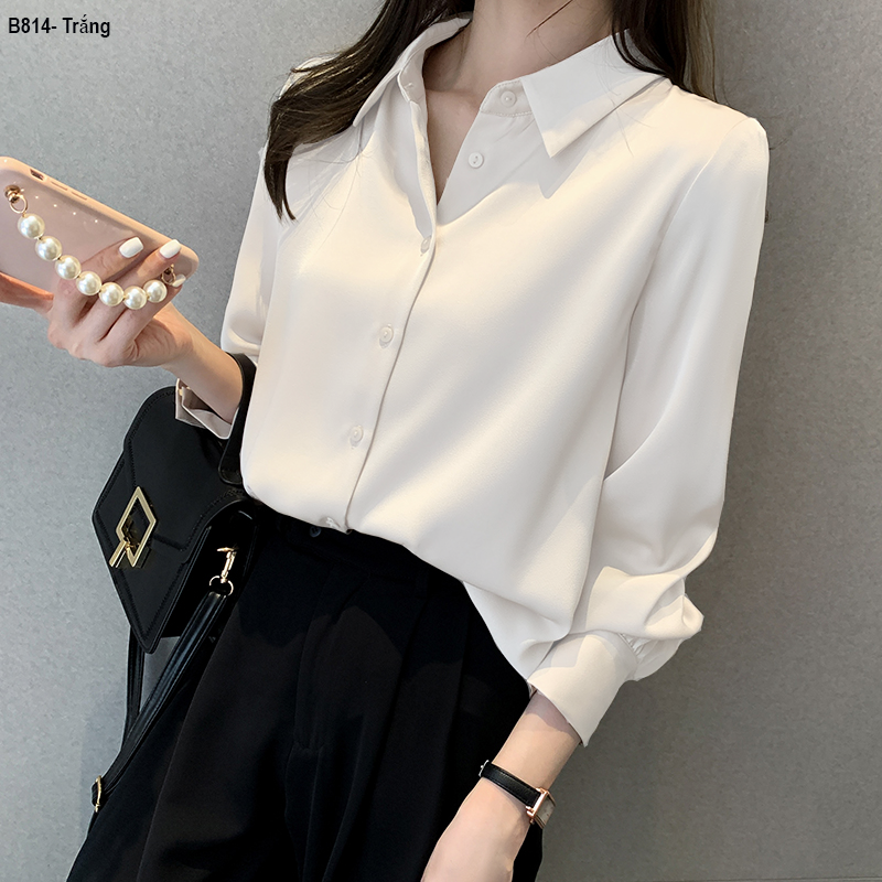 [HCM]B814- Áo SM lụa Satin tay dài