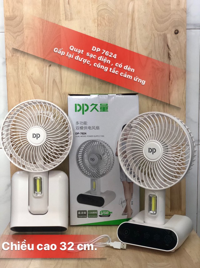 Quạt Sạc Cao Cấp Dp-7624 - Đèn Led Thiên Vân