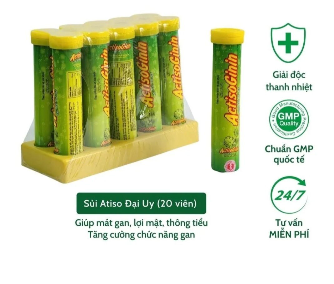 Sủi Actiso Đại Uy - Mát gan giải độc, lợi mật (Lọ 20 viên sủi)