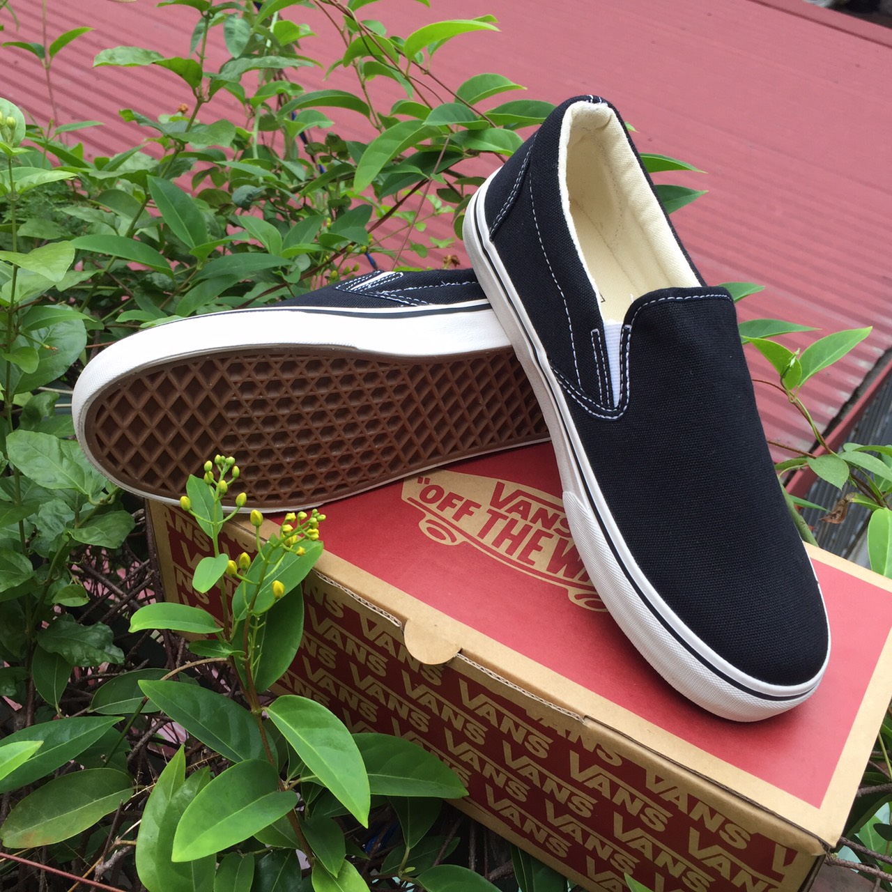 [FULL BOX] Giày thể thao Vans lười slip on ĐEN TRẮNG size 36-43 NAM NỮ