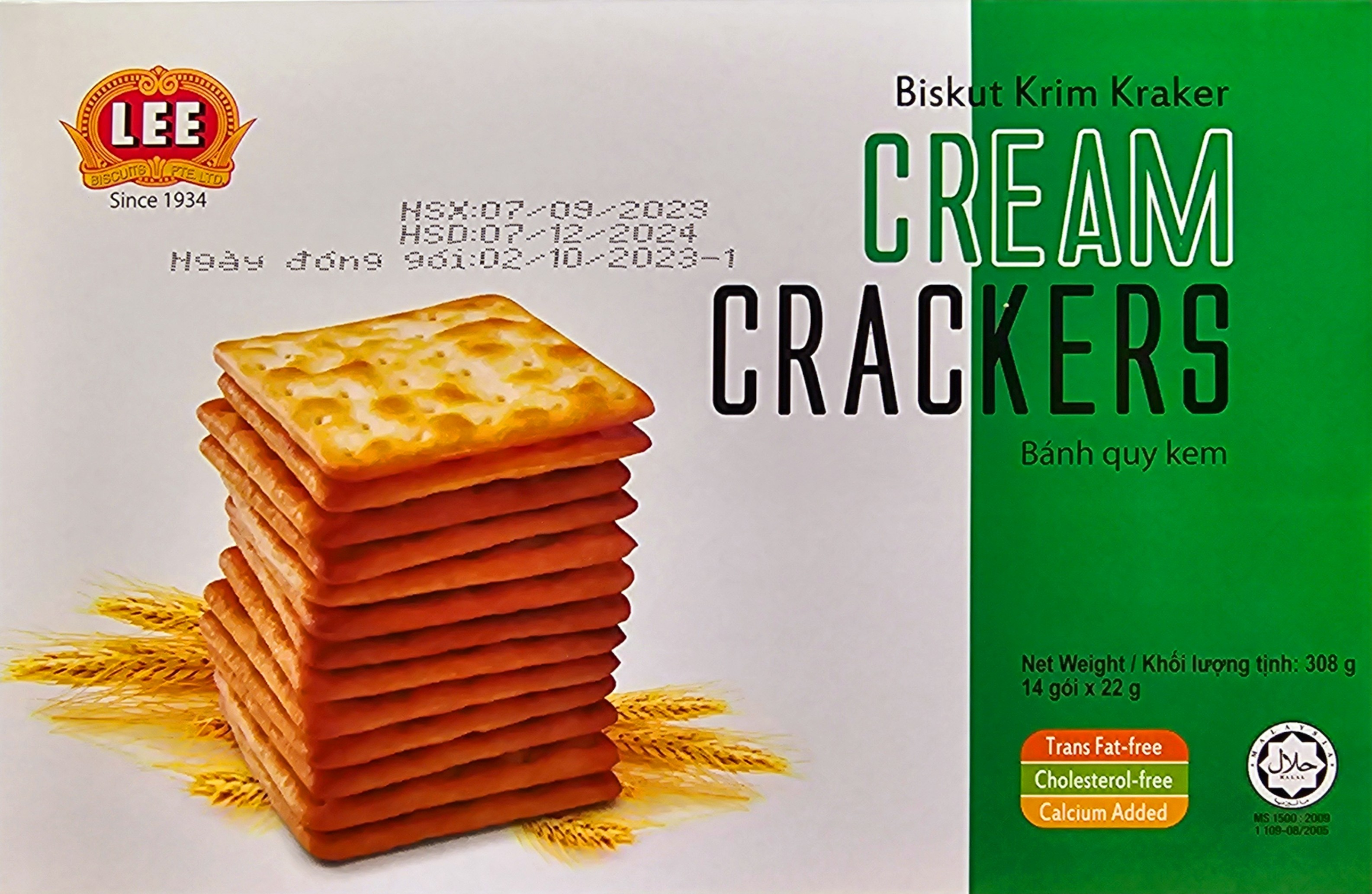 Bánh quy không đường lúa lạt LEE BISKUIT KRIM KRACKER - MALAYSIA