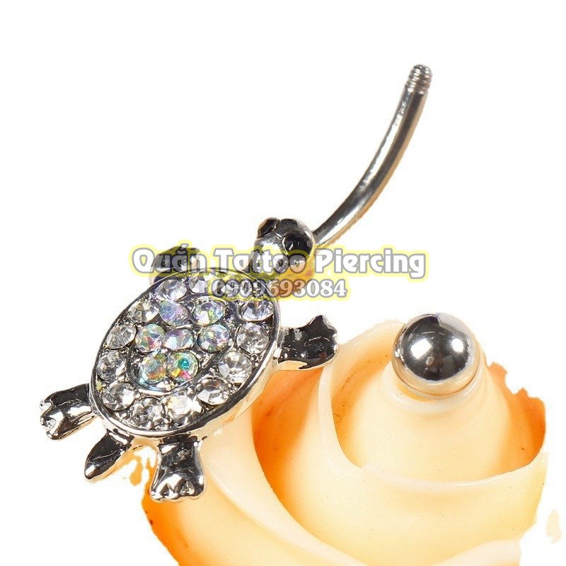 Khuyên rốn con rùa đính đá dễ thương