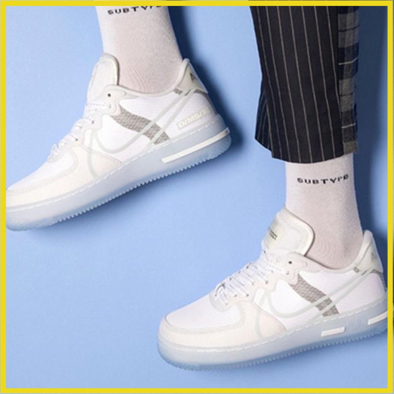 Giày AF1 React White Ice trắng đế dạ quang, Giày Thể Thao Sneaker AF1 Air Force 1 React Nam Nữ Full Box Bill