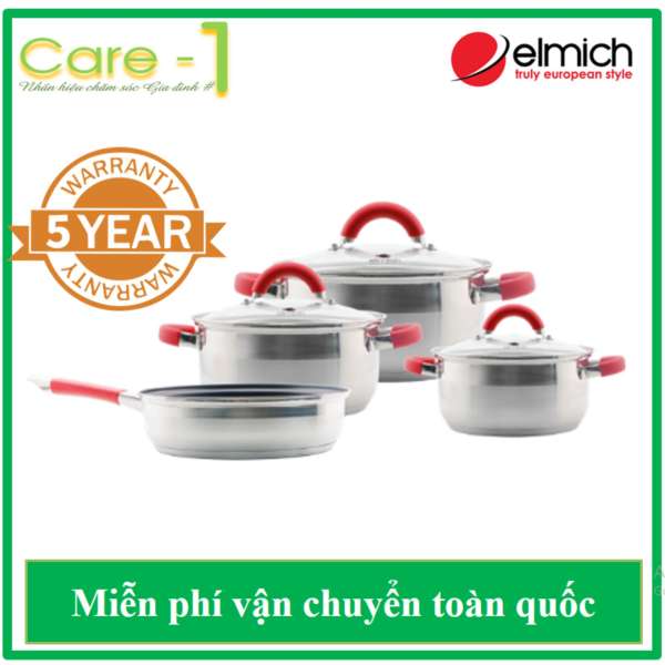 BỘ NỒI CHẢO INOX CAO CẤP ELMICH EDA-23504 - BẢO HÀNH 5 NĂM