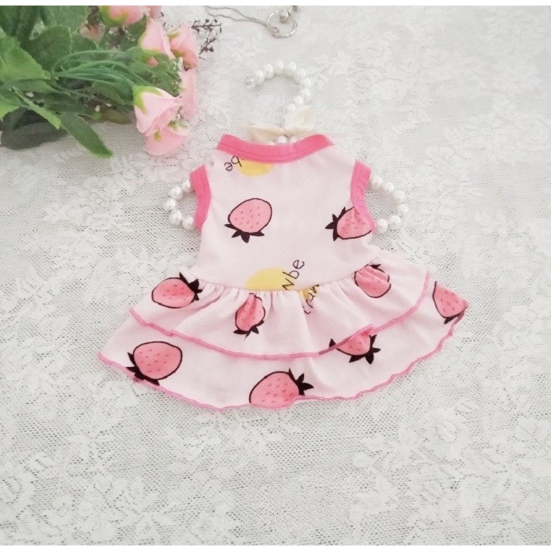Váy đầm hồng dịu dàng cho thú cưng, chó mèo