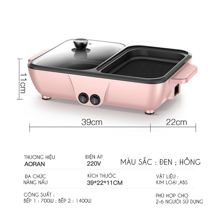 [HCM]Bếp điện lẩu nướng 2 ngăn mini