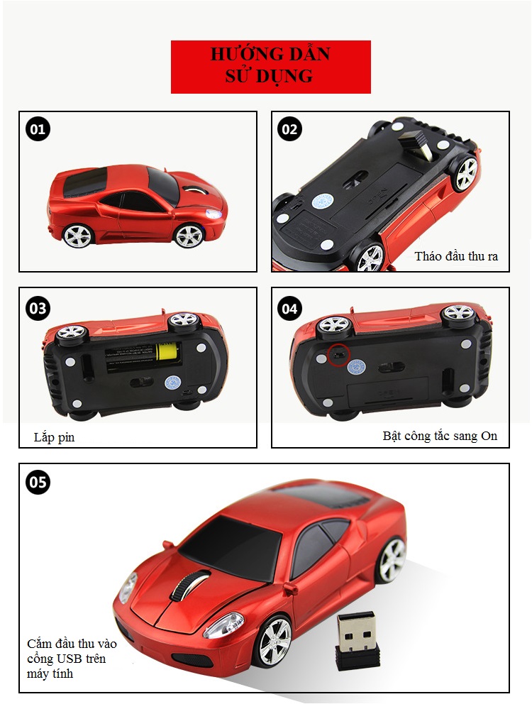Chuột máy tính không dây mô hình ô tô (Ferrari) V3