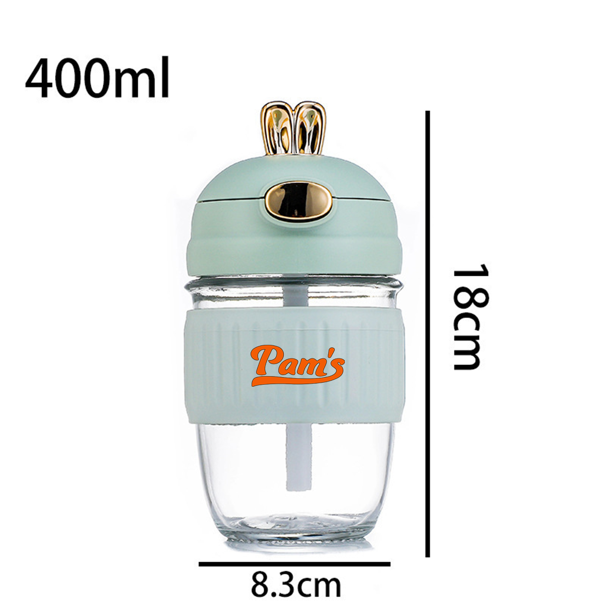 [QUÀ TẶNG - MÀU NGẪU NHIÊN]Bình Thuỷ Tinh Bọc Silicone Đựng Sữa Hạt 400ml Pams