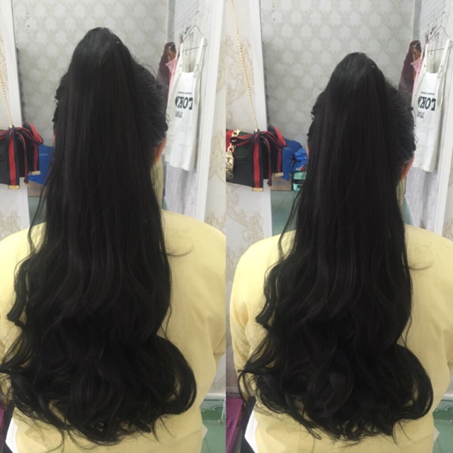 Tóc Giả Cột Xoăn Đuôi Đen